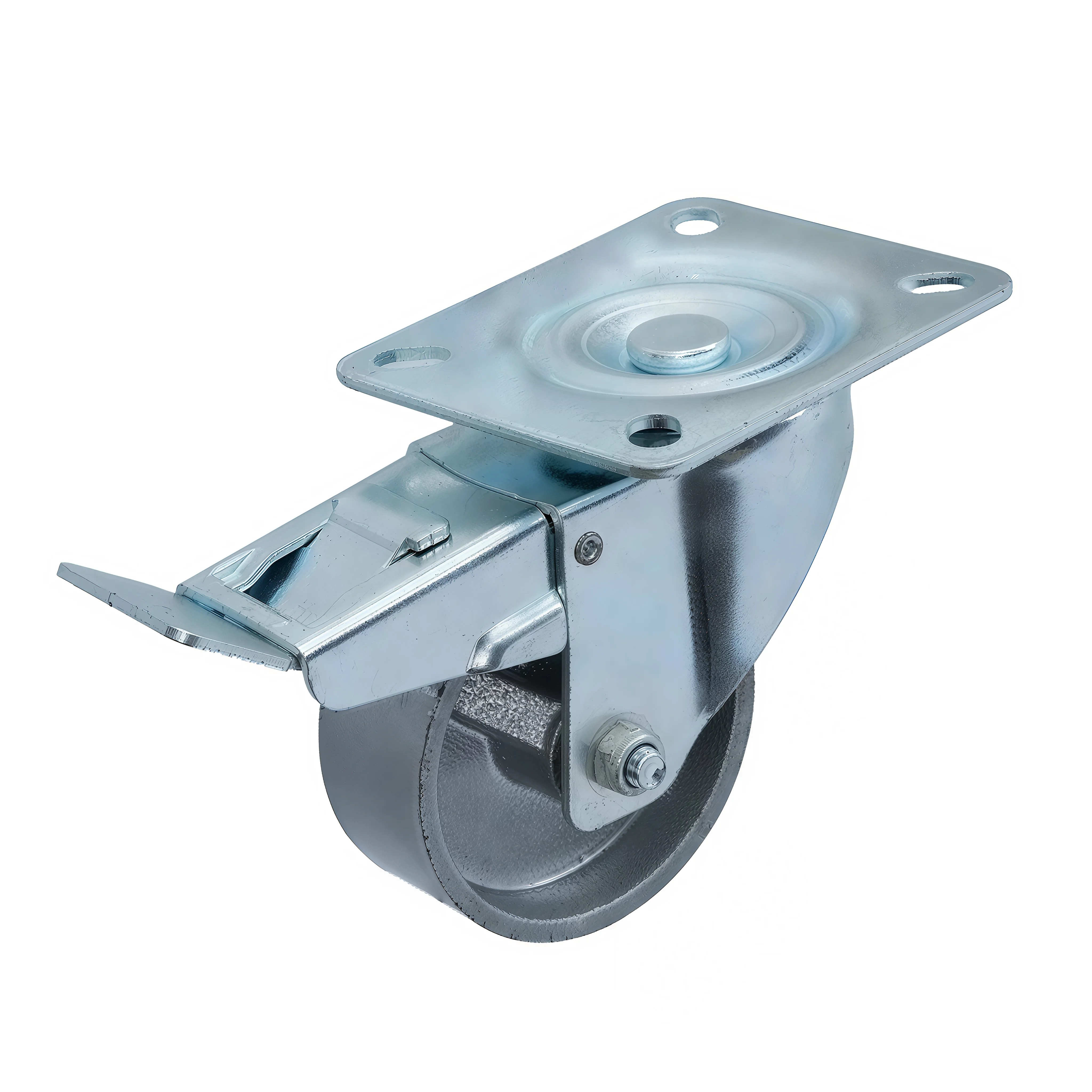 SHTdb 80 - Термостойкое чугунное колесо поворотное с тормозом, 80 мм, 120 кг, до 300 °С