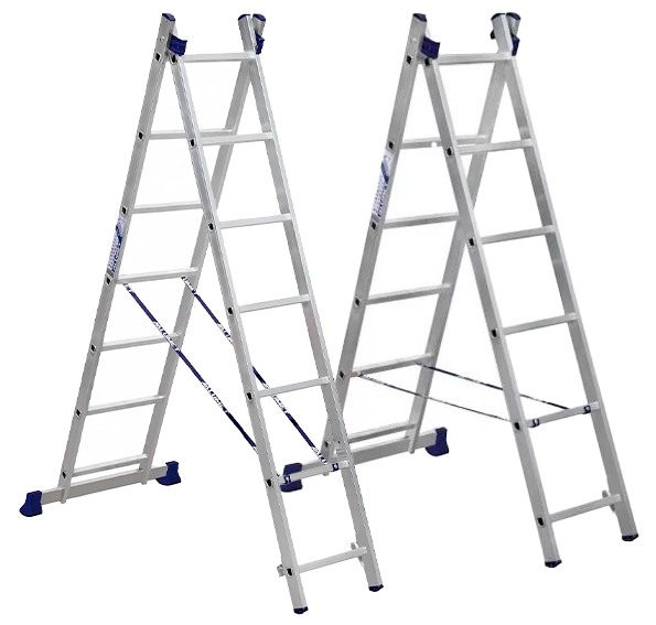 Лестница двухсекционная 150 кг, 6.74 м, 2х14 ст. (сер. - 214/5214)